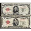 Image 1 : Lot of (2) 1928 $5 Legal Tender Notes