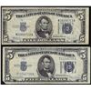 Image 1 : Lot of (2) 1934C $5 Silver Certificate Notes