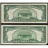 Image 2 : Lot of (2) 1934C $5 Silver Certificate Notes