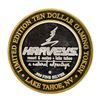 Image 2 : .999 Silver Harveys Lake Tahoe, Nevada $10 Casino Limited Edition Gaming Token
