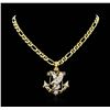 Image 2 : 14KT Tri-Color Gold Eagle & Anchor 1.65 ctw. Diamond Pendant with Chain