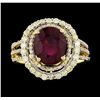 Image 1 : 14KT Yellow Gold 3.96ct Ruby and Diamond Ring