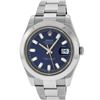 Image 2 : Mens Rolex SS 41MM Blue Baguette Diamond Datejust 2 Oyster Band Wristwatch