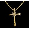 Image 2 : 10KT & 14KT Yellow Gold 0.10ctw Diamond Cross Pendant with Chain