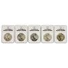 Image 1 : Lot of (5) 1922 $1 Peace Silver Dollar Coins NGC MS63