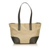 Image 3 : Prada Beige Tan Canvas Olive Green Leather Tote Shoulder Bag
