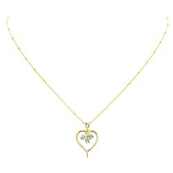 0.30 ctw Blue Topaz Pendant with Chain - 14KT Yellow Gold