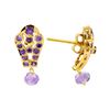 Image 2 : 2.00 ctw Amethyst Earrings - 18KT Yellow Gold