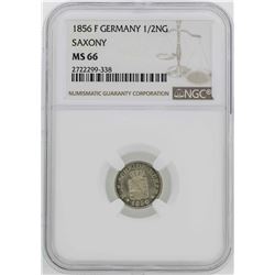 1856 Germany Saxony 1/2 Neu Groschen Coin NGC MS66