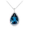 Image 2 : 6.53 ctw London Blue Topaz And Diamond Pendant & Chain - 14KT White Gold