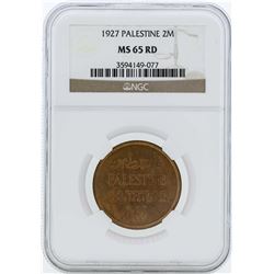 1927 Palestine 2 Mils Coin NGC MS65RD