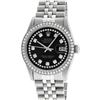 Image 2 : Rolex Mens 36mm Stainless Steel Black String Diamond Datejust Wristwatch