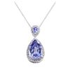 Image 2 : 3.65 ctw Tanzanite and Diamond Pendant & Chain - 14KT White Gold