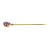 Image 1 : Amethyst Stick Pin - 10KT Yellow Gold