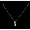 Image 2 : 0.12 ctw Pearl and Diamond Pendant - 14KT White Gold
