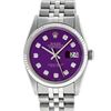 Image 7 : Rolex Mens 36mm Stainless Steel Purple Diamond Datejust Wristwatch