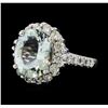 Image 1 : 3.76 ctw Aquamarine and Diamond Ring - 14KT White Gold