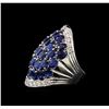 Image 3 : 14KT White Gold 7.25 ctw Sapphire and Diamond Ring