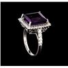 Image 4 : 14KT White Gold 6.43 ctw Amethyst and Diamond Ring