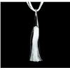 Image 2 : Silk Tassel Leather Necklace - Rhodium Plated