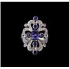 Image 2 : 1.42 ctw Tanzanite, Sapphire and Diamond Ring - 14KT White Gold