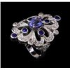 Image 4 : 1.42 ctw Tanzanite, Sapphire and Diamond Ring - 14KT White Gold