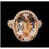 Image 2 : 10.00 ctw Morganite and Diamond Ring - 14KT Rose Gold