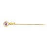 Image 1 : 0.25 ctw Amethyst and Seed Pearl Stick Pin - 10KT Yellow Gold