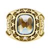 Image 2 : 3.00 ctw Blue Topaz and Diamond Mazda Company Ring - 10KT Yellow Gold