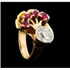 Image 4 : 1.17 ctw Diamond And Ruby Ring - 14KT Rose And White Gold