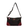 Image 1 : Prada Black Nylon Burgundy Leather Small Shoulder Bag