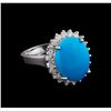 Image 1 : 4.88 ctw Turquoise and Diamond Ring - 14KT White Gold