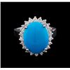 Image 2 : 4.88 ctw Turquoise and Diamond Ring - 14KT White Gold