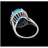 Image 3 : 4.88 ctw Turquoise and Diamond Ring - 14KT White Gold