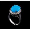 Image 4 : 4.88 ctw Turquoise and Diamond Ring - 14KT White Gold