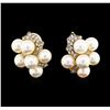 Image 1 : 0.40 ctw Diamond and Pearl Earrings - 14KT Yellow Gold