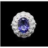 Image 1 : 14KT White Gold 4.15 ctw Tanzanite and Diamond Ring