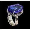 Image 4 : 21.80 ctw Tanzanite and Diamond Ring - 14KT White Gold