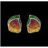 Image 1 : 4.00 ctw Multi-color Sapphire Earrings - 18KT White Gold