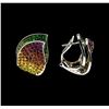 Image 2 : 4.00 ctw Multi-color Sapphire Earrings - 18KT White Gold