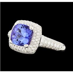 2.26 ctw Tanzanite and Diamond Ring - 18KT White Gold