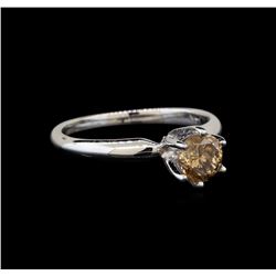 14KT White Gold 0.80 ctw Round Cut Fancy Brown Diamond Solitaire Ring