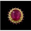 Image 2 : 31.75 ctw Ruby and Diamond Ring - 14KT Yellow Gold