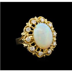 14KT Yellow Gold 3.37 ctw Opal and Diamond Ring