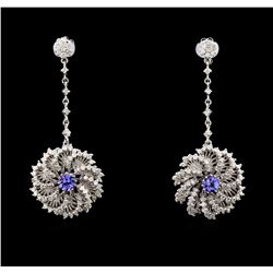 1.21 ctw Tanzanite And Diamond Earrings - 14KT White Gold