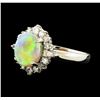 Image 1 : 1.72 ctw Opal and Diamond Ring - Platinum