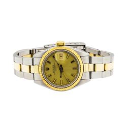 Two-Tone Rolex Oyster Perpetual Date Wrist Watch - Stainless Steel and 18KT Yell