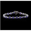 Image 1 : 12.47 ctw Sapphire and Diamond Bracelet - 14KT White Gold