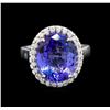 Image 2 : 14KT White Gold 7.98 ctw Tanzanite and Diamond Ring