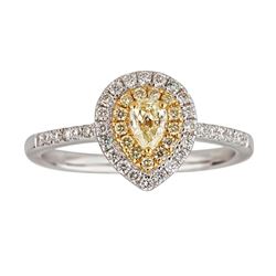 0.73 ctw Yellow and White Diamond Ring - 14KT White and Yellow Ring